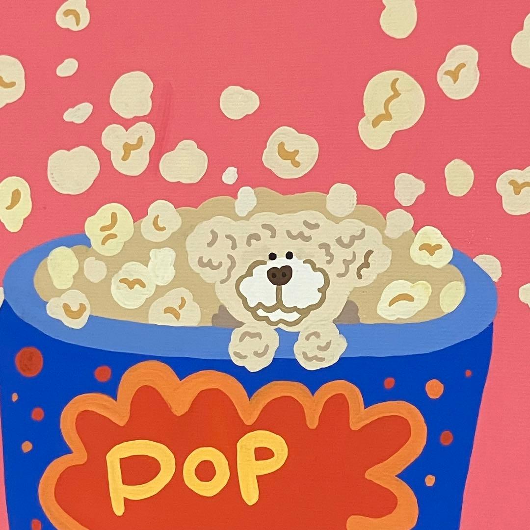 原画【ポップコーンぷーちゃん】　240×240mm アクリル画