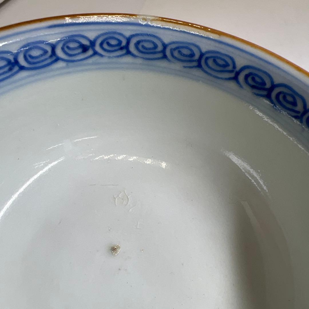 中国美術　新渡唐草青花煎茶碗4客　口径約9.5㎝　東Y8-0402②