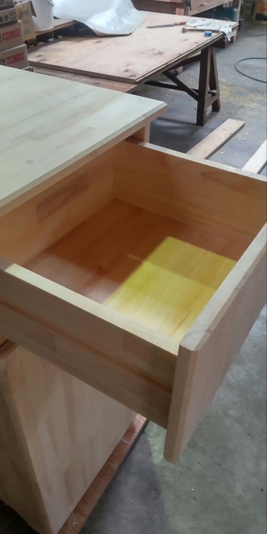 木製宅配BOX、 引き出し、カギ付き、無塗装品、三辺の合計1900mm以下