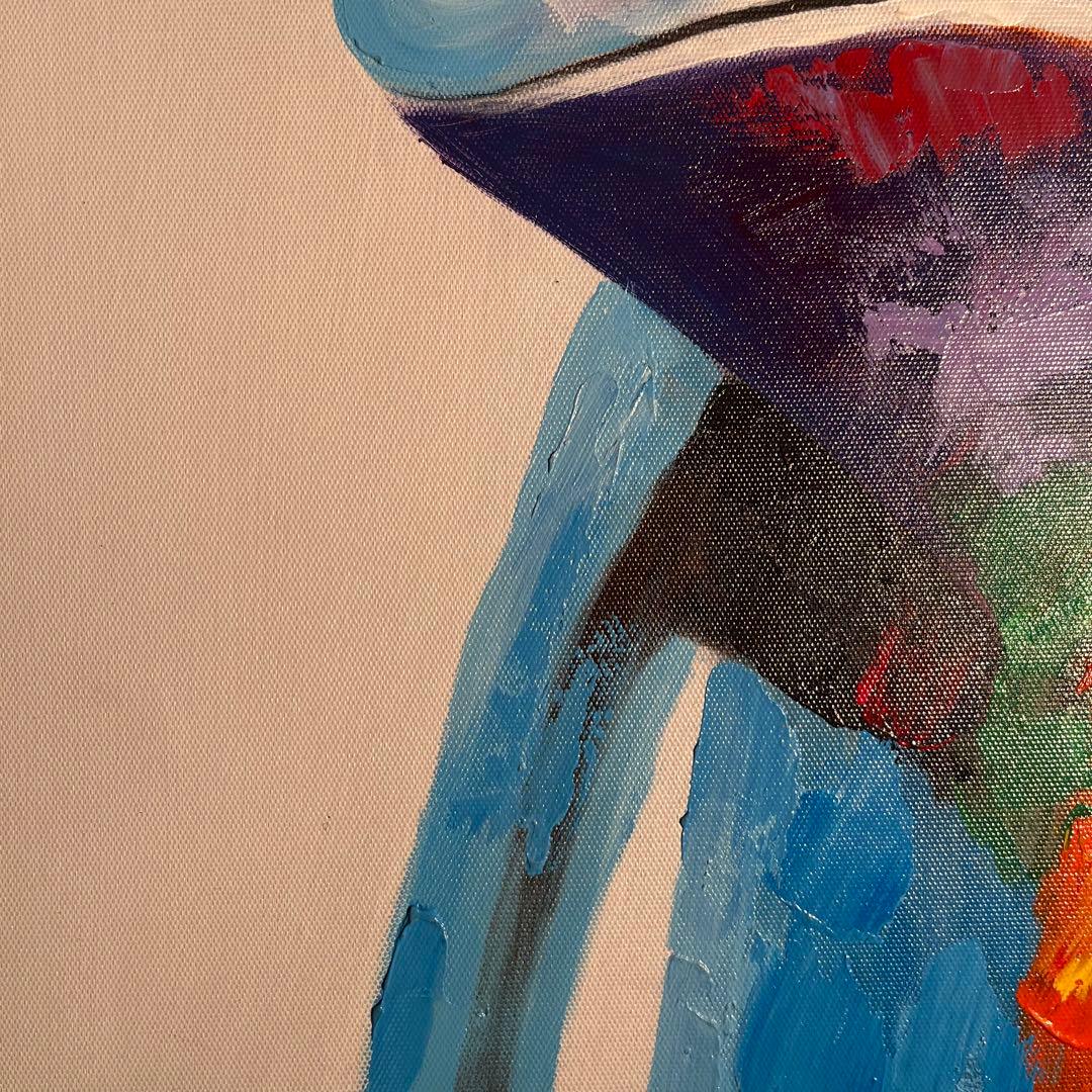手書き油絵 Glasses Frog 絵画 インテリア 油彩画