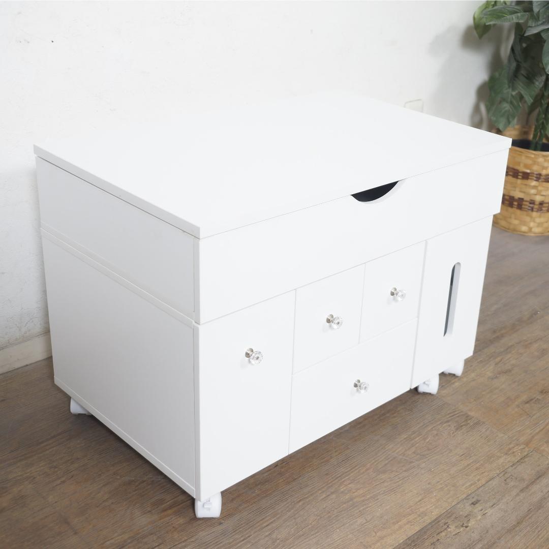 【新品】3色LEDライト付 伸縮ドレッサーワゴン（女優ミラー/デスク兼用