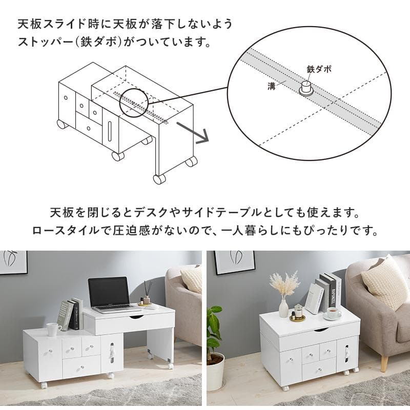 【新品】3色LEDライト付 伸縮ドレッサーワゴン（女優ミラー/デスク兼用