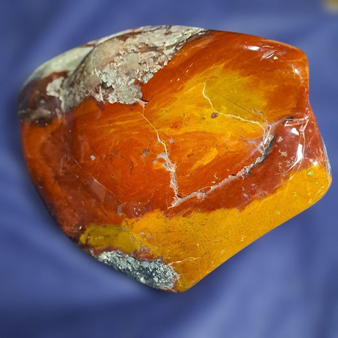 佐渡 赤玉石 黄彩 鑑賞石 水石 ジャスパー天然石 台座付