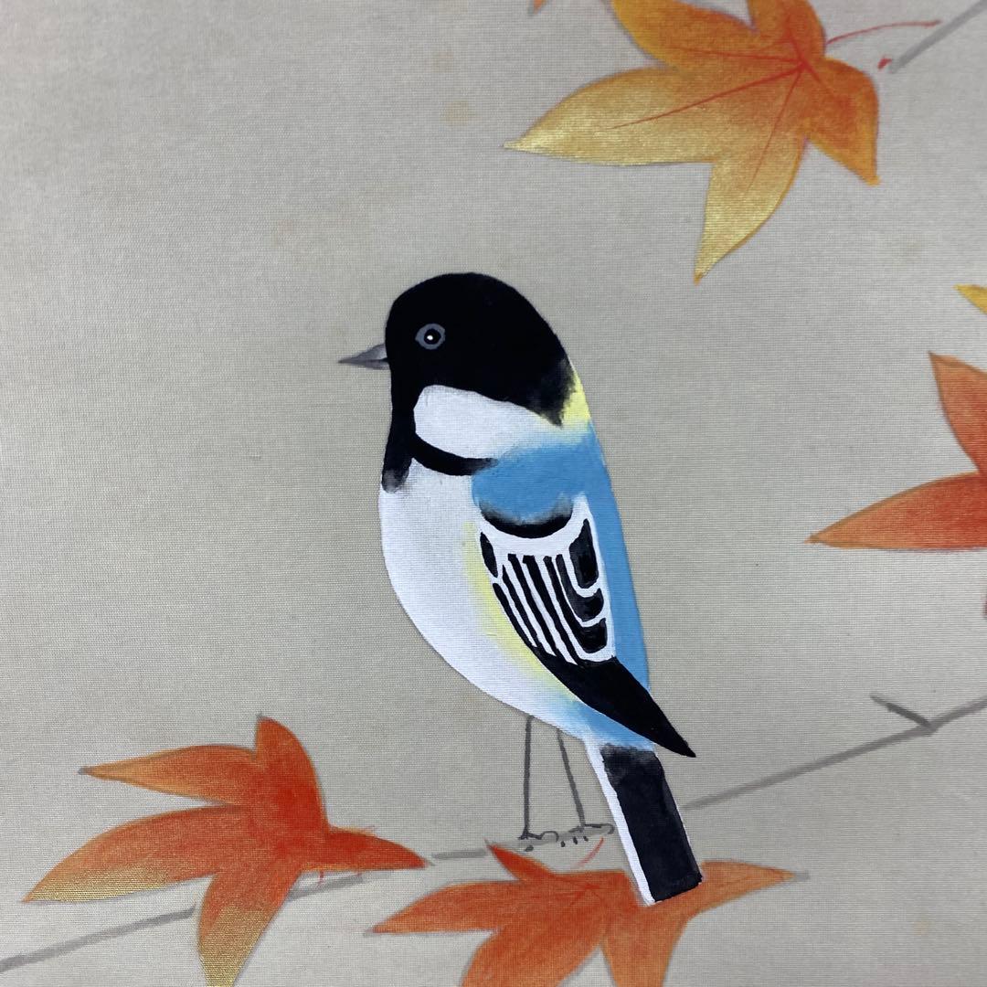 美品 掛け軸 橋口幾三郎作 紅葉図 共箱 花鳥 二重箱 秋掛け