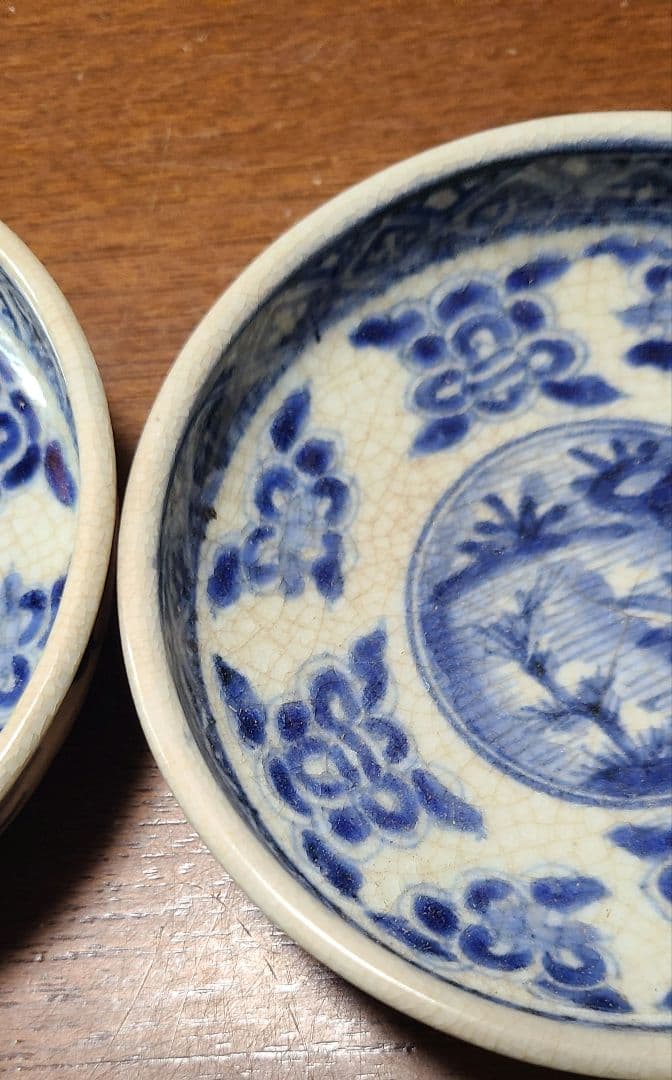 【希少】 古伊万里 藍柿右衛門様式 渦福　 芙蓉手図染付豆皿　8枚セット