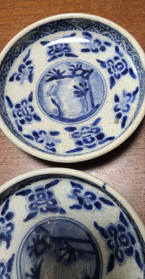 【希少】 古伊万里 藍柿右衛門様式 渦福　 芙蓉手図染付豆皿　8枚セット