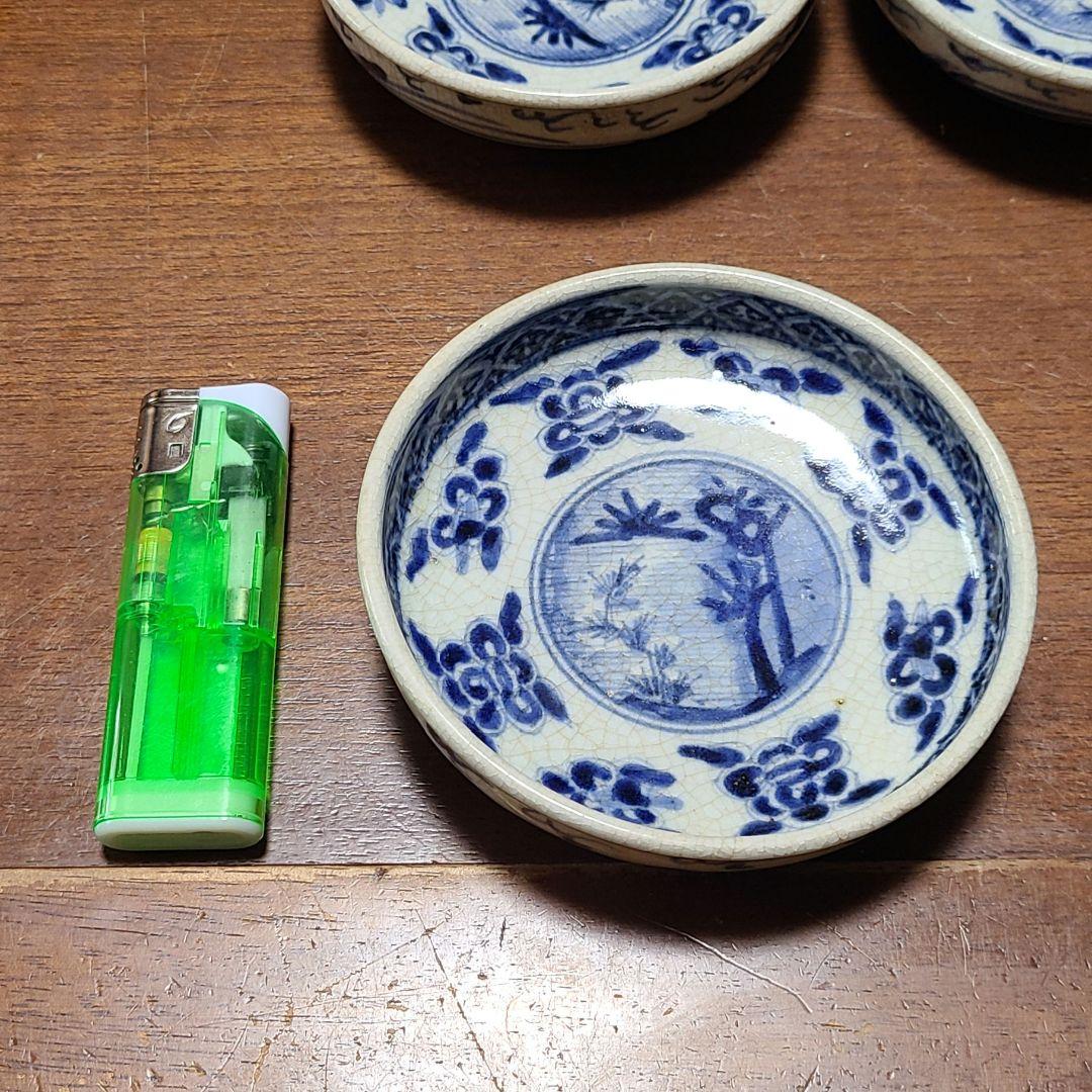 【希少】 古伊万里 藍柿右衛門様式 渦福　 芙蓉手図染付豆皿　8枚セット