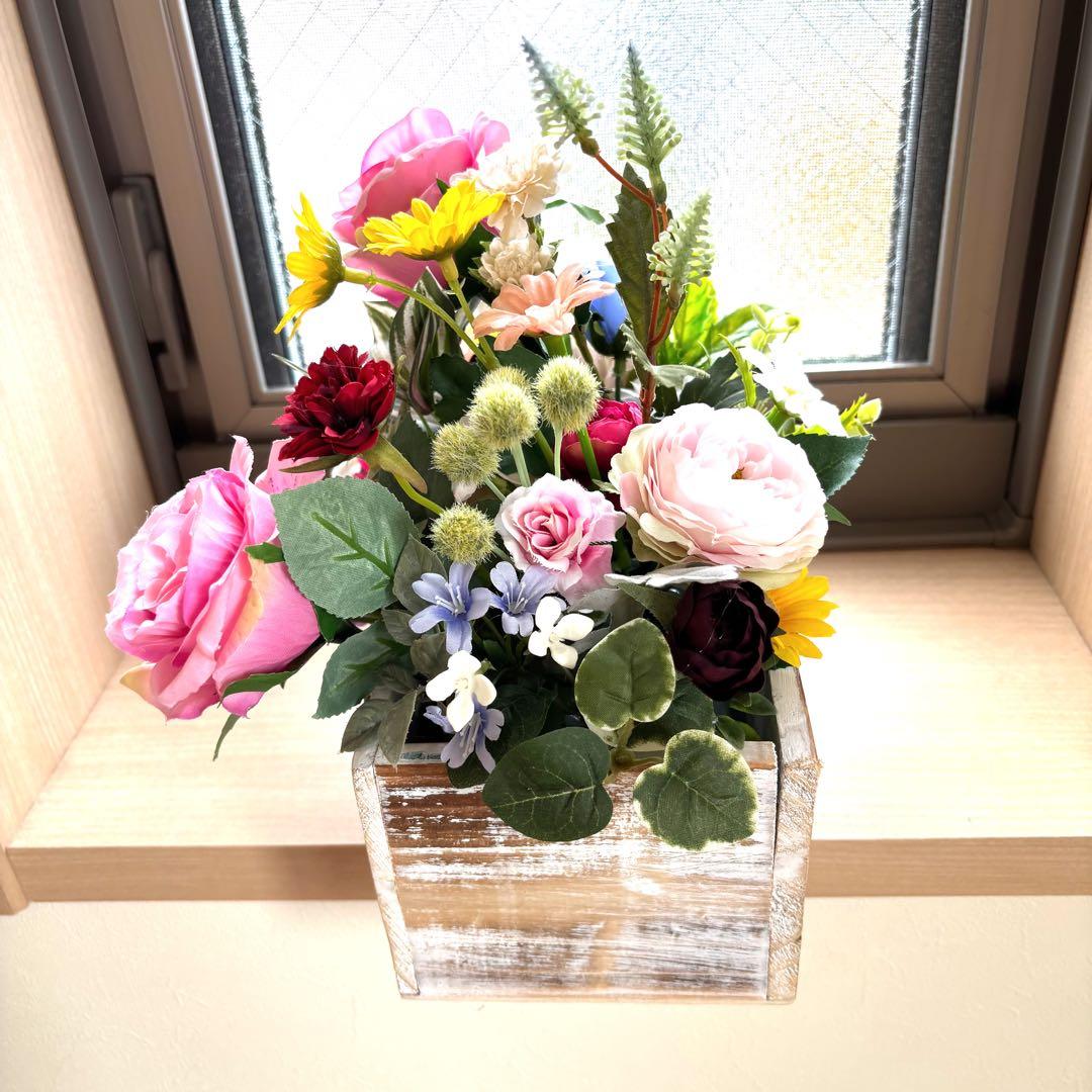 光触媒加工フェイクグリーン　ウォールグリーン♡窓辺の花たちBox♡