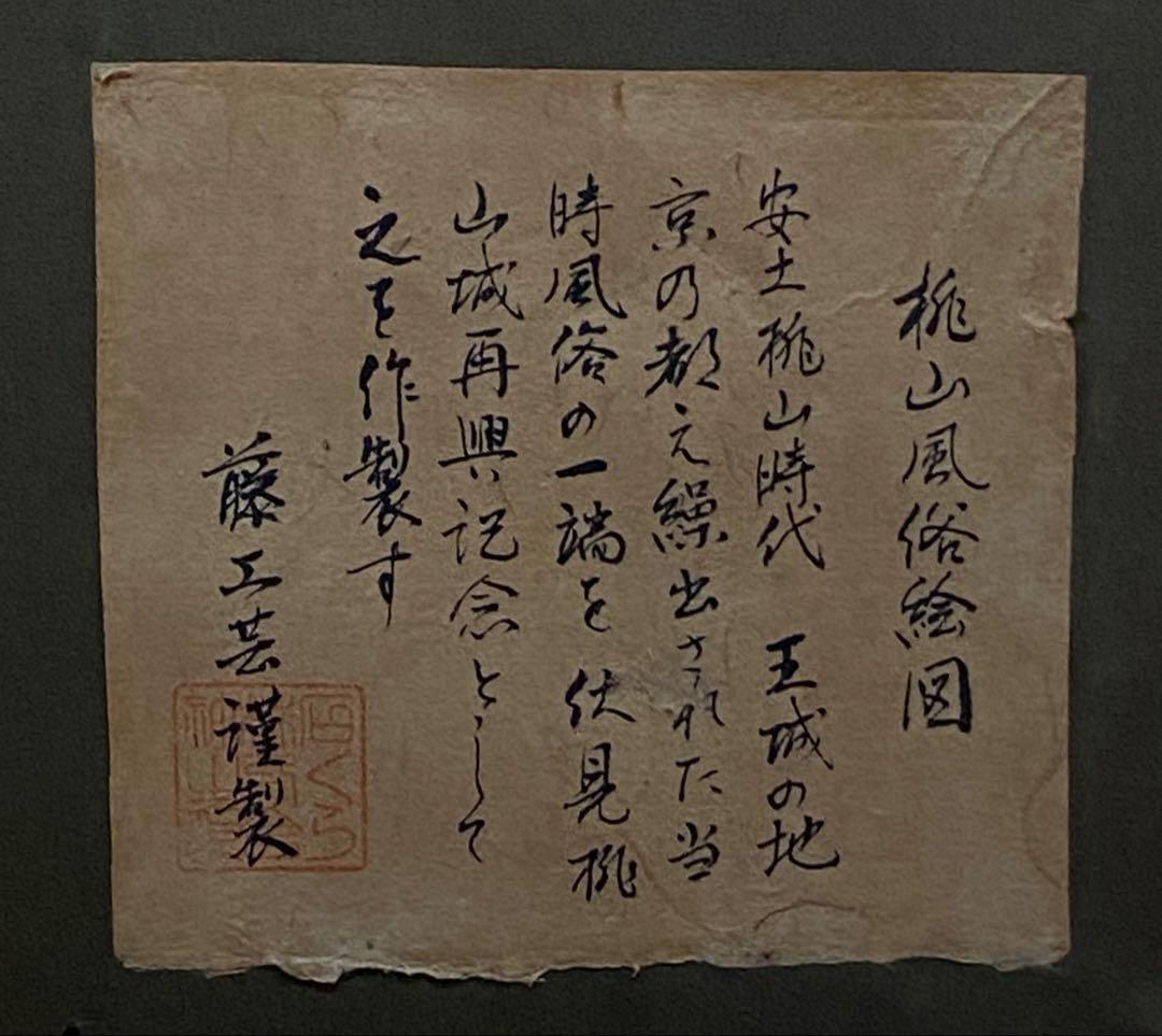 浮世絵 桃山風俗絵図 美人画(美人五人)絹本額入 藤工芸謹製