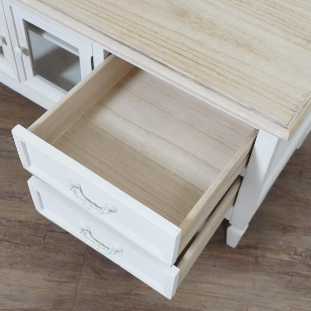 新品　アンティーク調 テレビ台 幅90cm ホワイト 木製 完成品 アウトレット