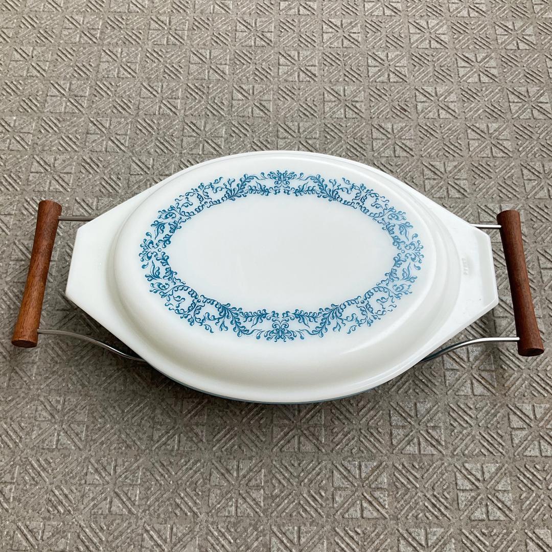 【最終値下】パイレックス ブルーアイビー オーバル キャセロール クレードル付き