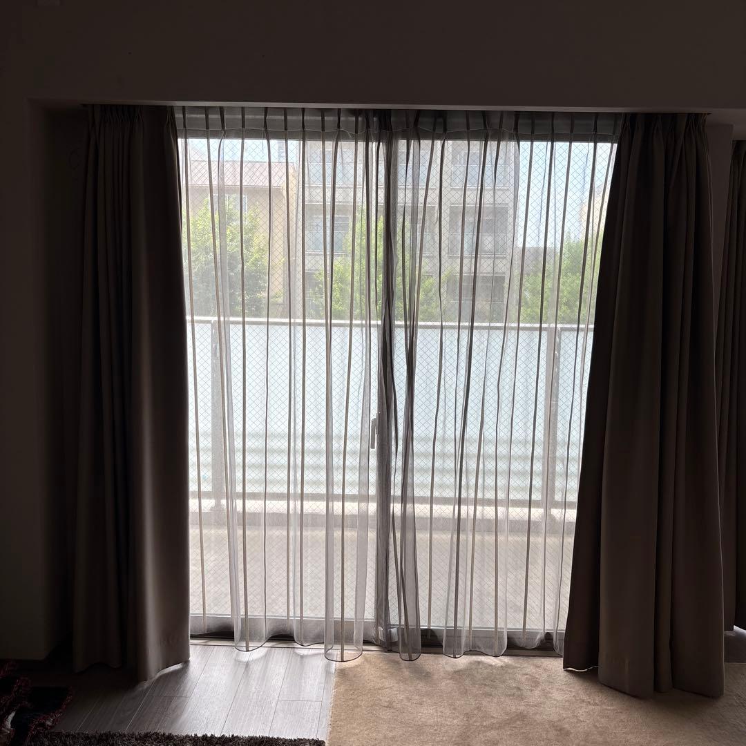 レースカーテン＆遮光ドレープカーテンセット203㎝x198㎝