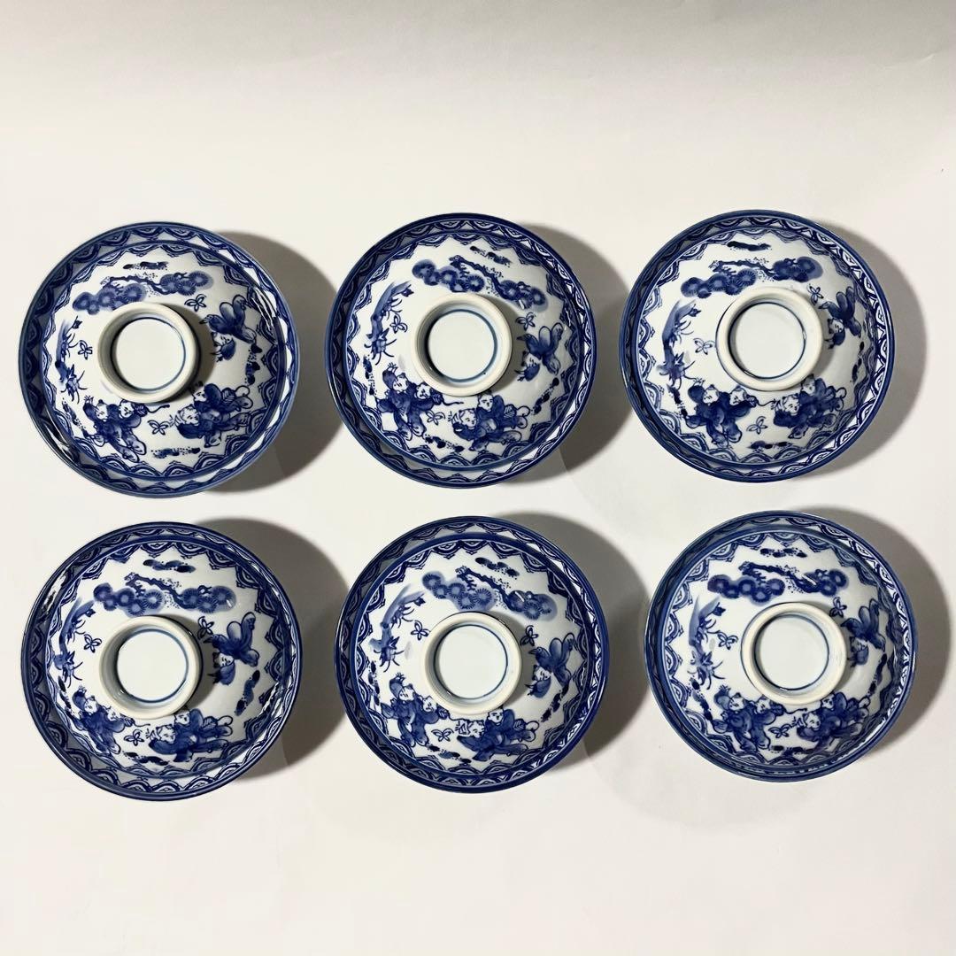 伊万里焼　鍋島焼窯元瀬兵窯　唐子柄　蓋付き煮物椀　6客セット