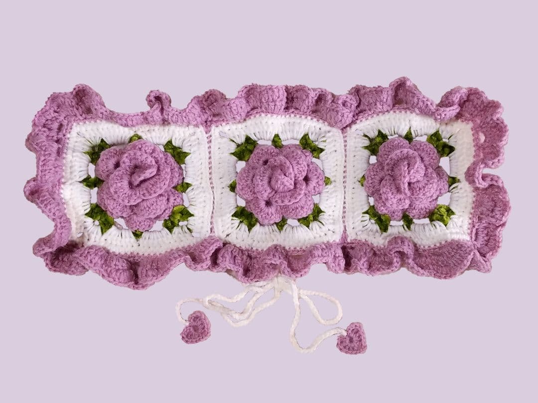 薔薇モチーフヘッドドレス＆つけ襟・ローズピンク2点セット