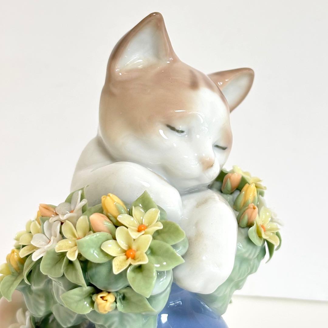 【美品】リヤドロ 6567 お昼寝の場所 猫 フィギュリン オブジェ 陶器 廃盤