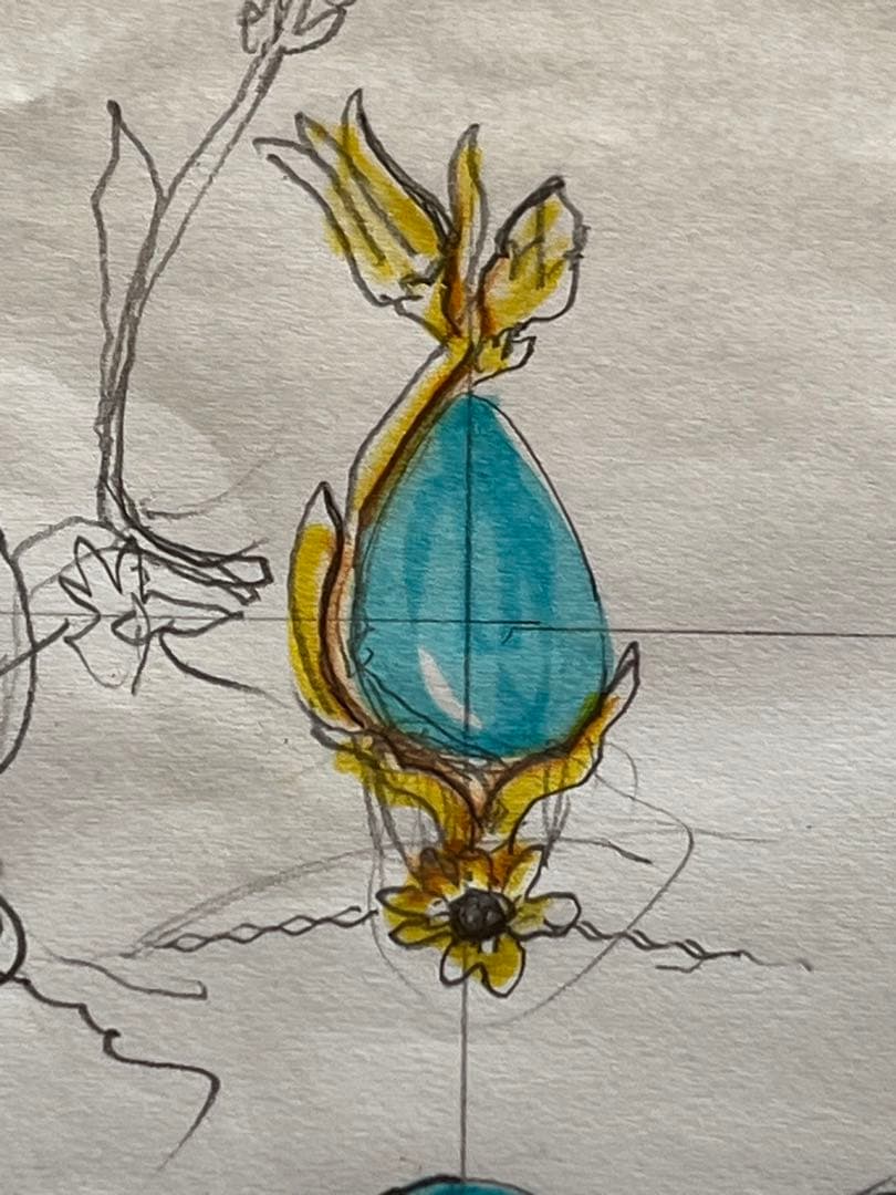 Ｋ１８ゴールドチューリップ天然石ターコイズに映えるペンダントトップ