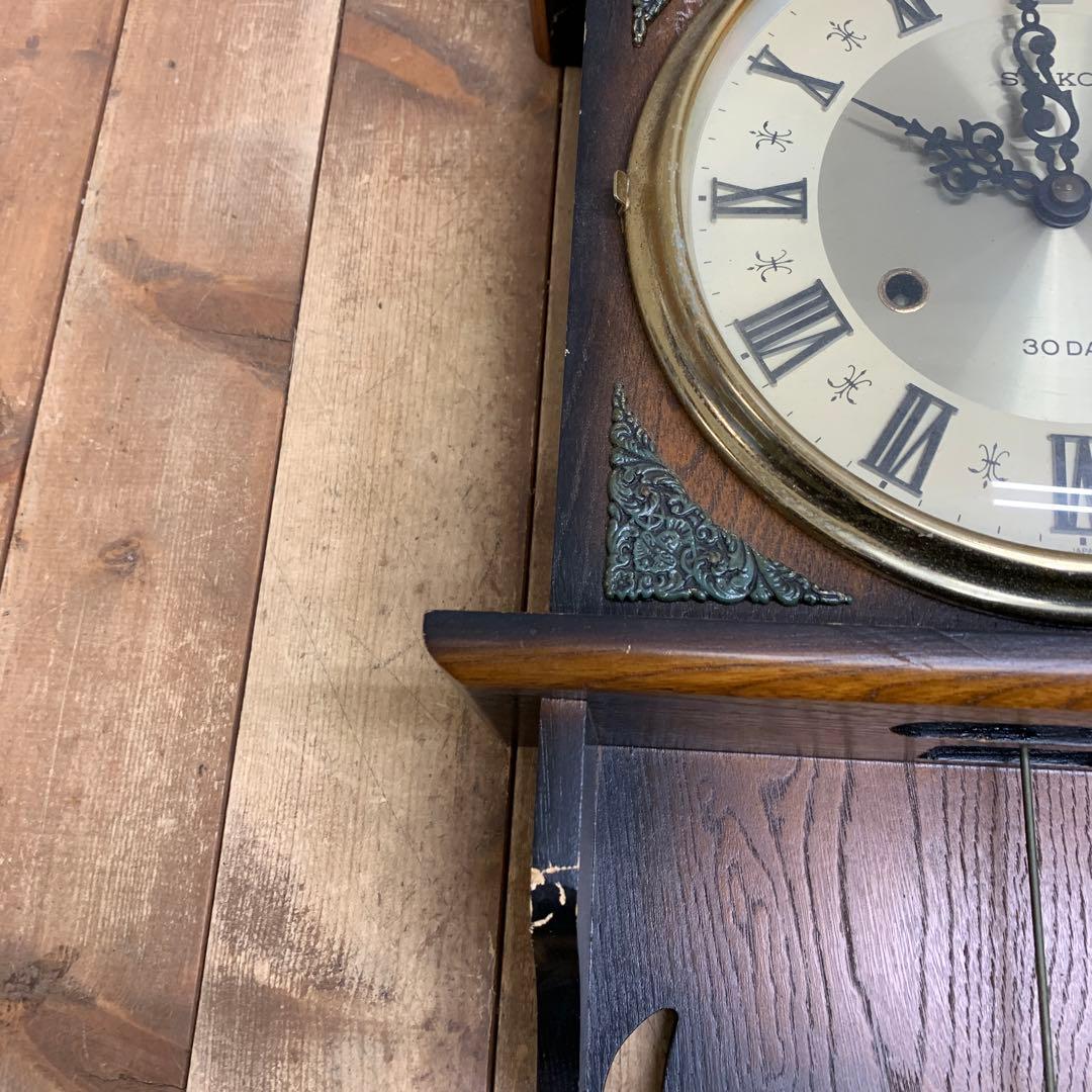 E-3【昭和レトロ】SEIKO セイコー 30DAY ゼンマイ式 振り子時計 壁