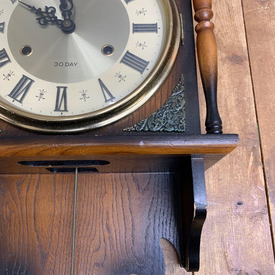 E-3【昭和レトロ】SEIKO セイコー 30DAY ゼンマイ式 振り子時計 壁