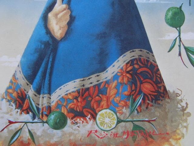 松樹路人、【柚子の香】、新品高級額 額装付、希少画集画、状態良好