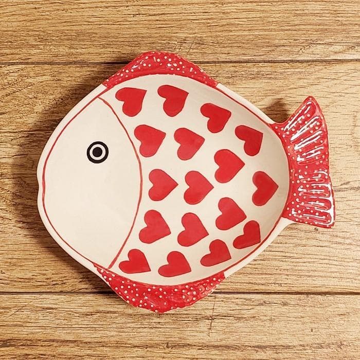 ポーリッシュポタリーポーランド食器◆お魚ボウルハート柄フィッシュ