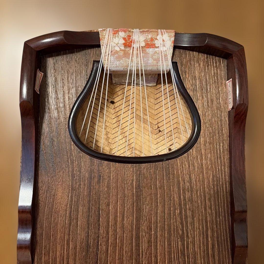 蒔絵入　琴13弦　会津桐　竜手付(布カバー・キャリングケース・箏柱・箏爪一式)