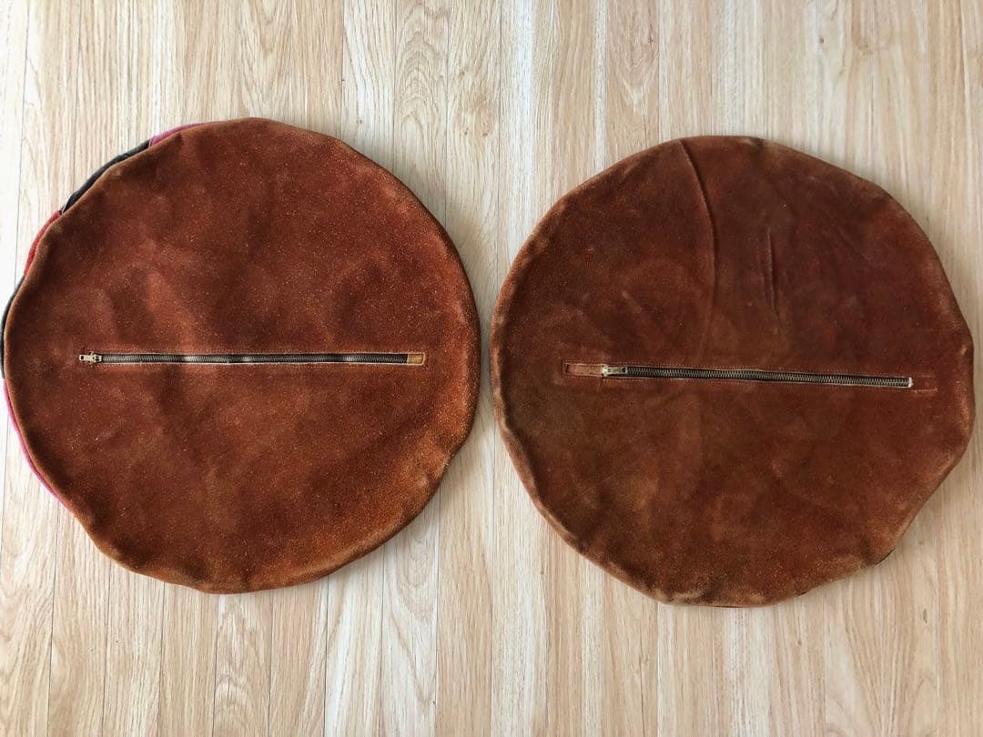 ヴィンテージ　クッションカバー　レザー　古着　パッチワーク　レトロ