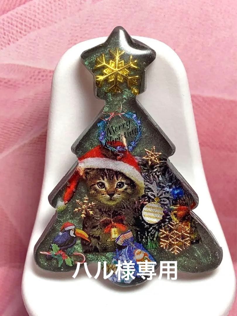 訳ありレジンヘアゴム　ねこちゃんXmas