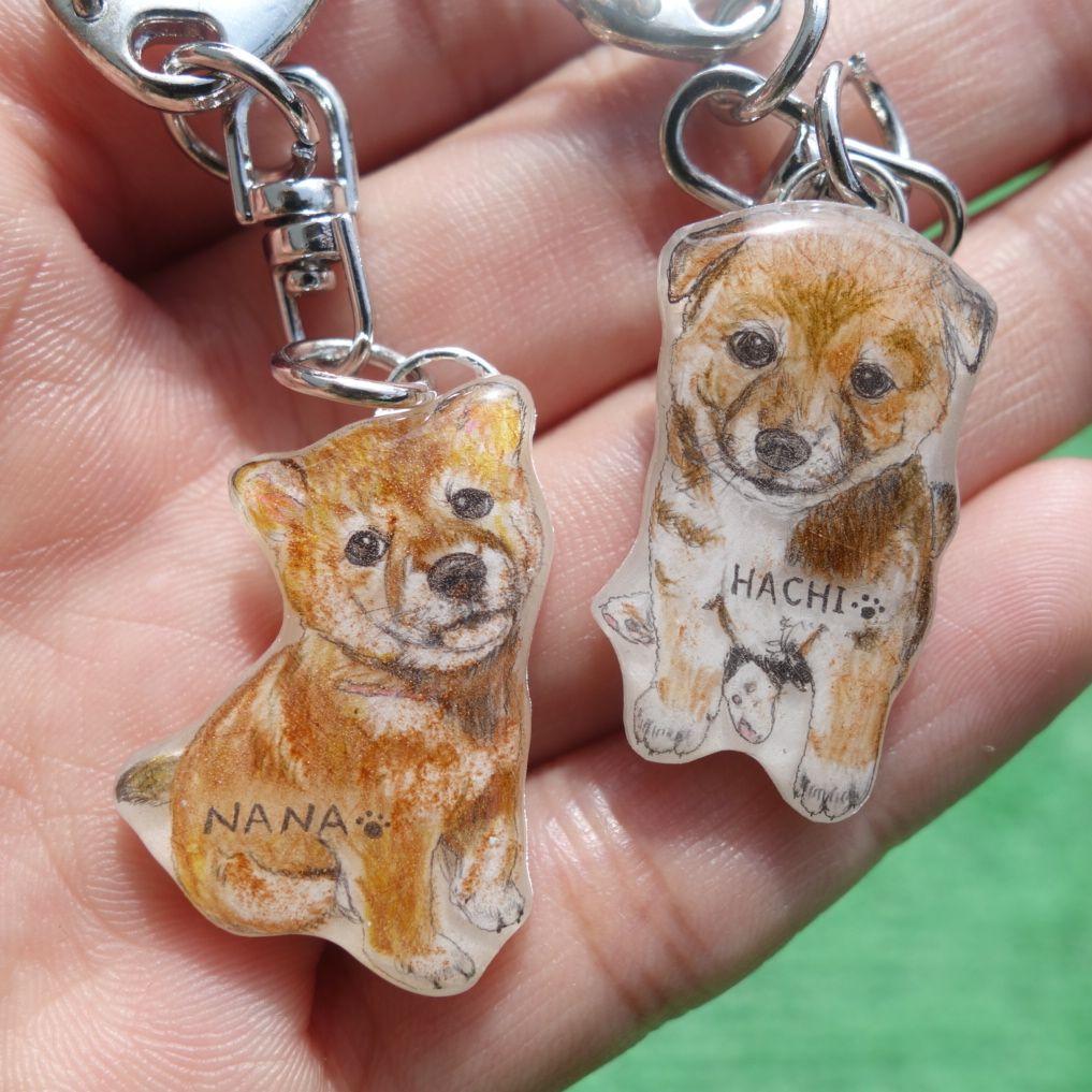 ★ペットの似顔絵★ 柴犬 犬 指輪 迷子札 キーホルダー