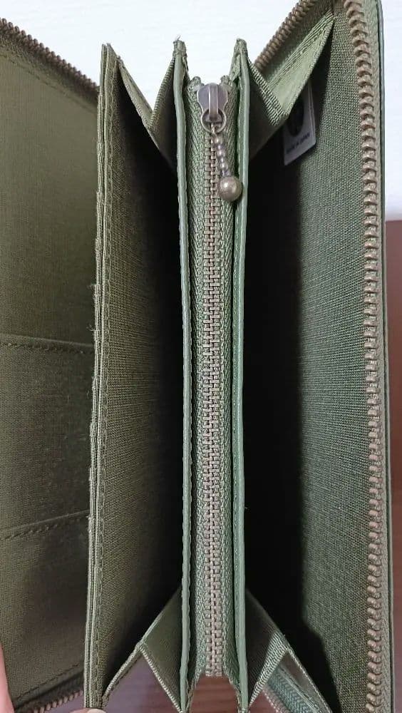 豊岡工房 牛革 お薬手帳 マルチケース 多機能 財布 オリーブ