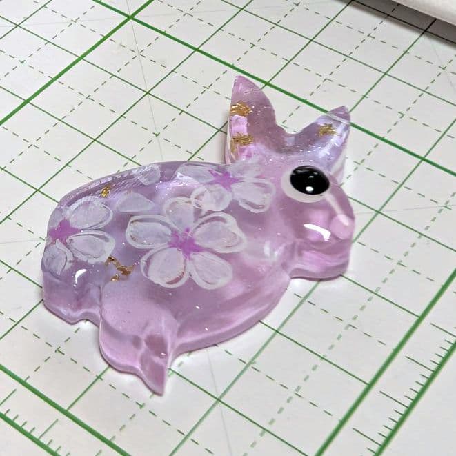 ウサギ　レジンヘアゴム　桜　グラデーション