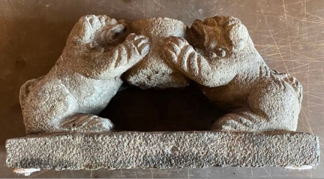 アンティーク　清代・石材彫刻　獅子　ヴィンテージ　レア