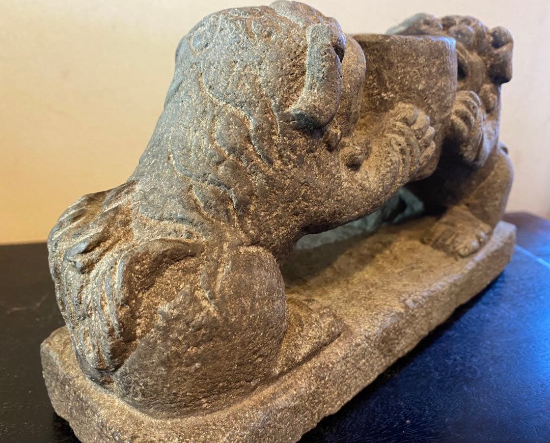 アンティーク　清代・石材彫刻　獅子　ヴィンテージ　レア