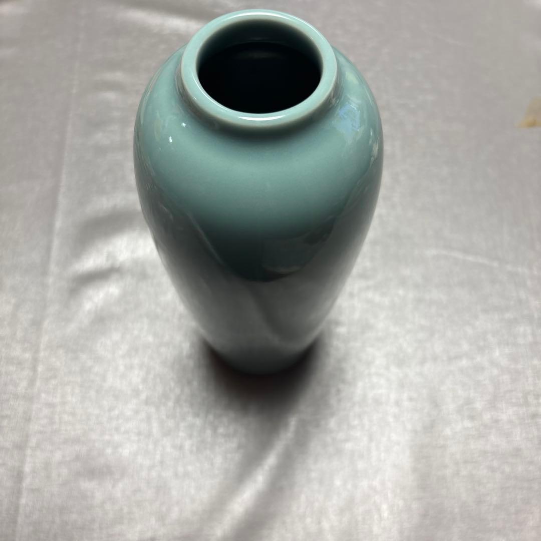 清水焼 森野嘉光 青磁花瓶 未使用品