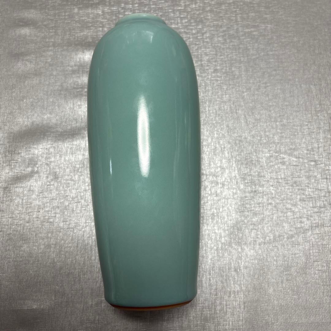 清水焼 森野嘉光 青磁花瓶 未使用品