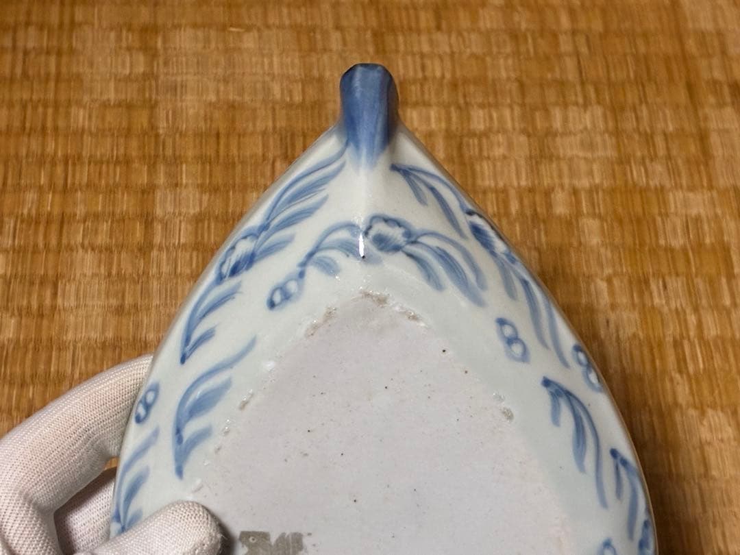 古伊万里 染付 山水 風景紋 舟形皿