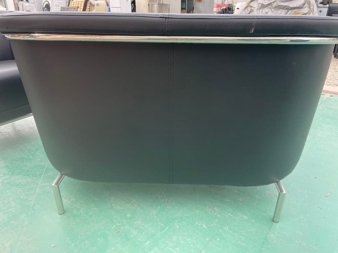 美品　2人掛け￼ソファー￼合皮クラブチェア◎モダンデザイン　店舗サロン書斎3\3