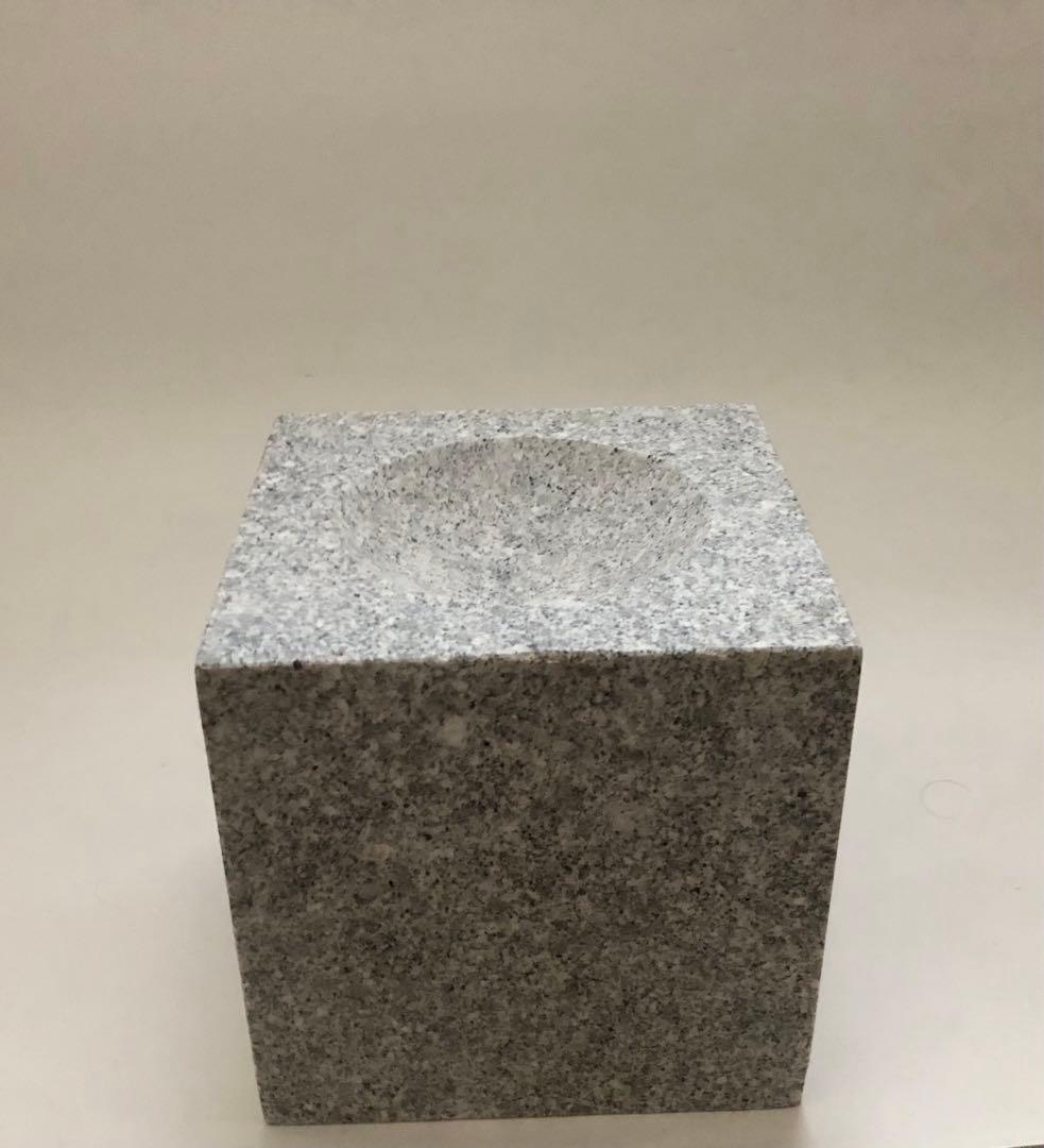 ミニつくばい 15cm角 天然御影石 インテリアオブジェ 和モダン