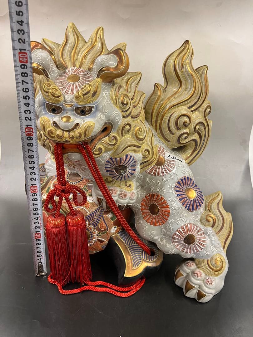 美品 九谷焼 巨大シーサー 送料込み