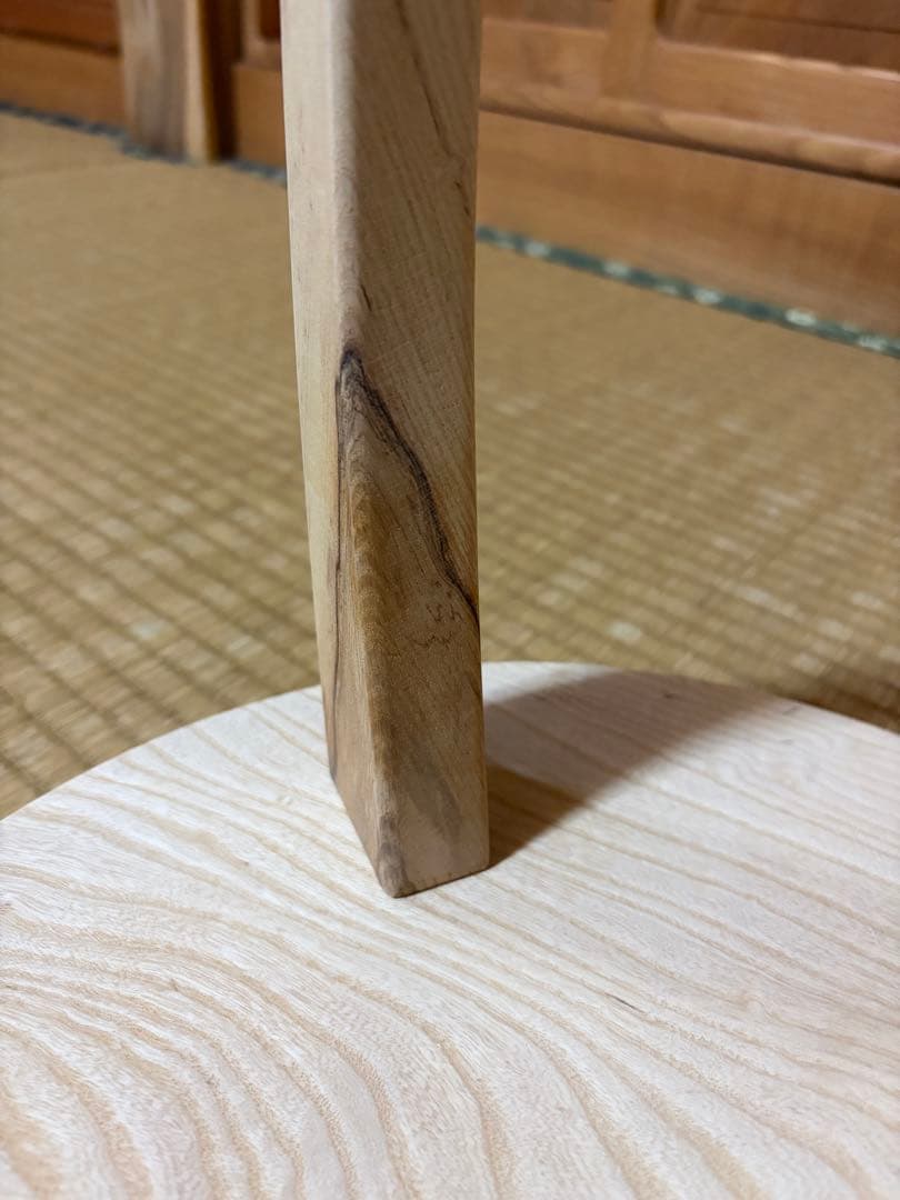 1402建具屋一筋58年のおじいちゃんの手作りスツール、イス☆タモ