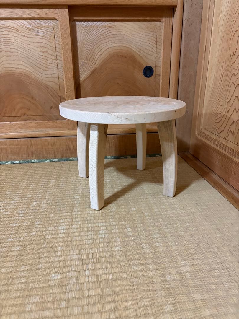 1402建具屋一筋58年のおじいちゃんの手作りスツール、イス☆タモ