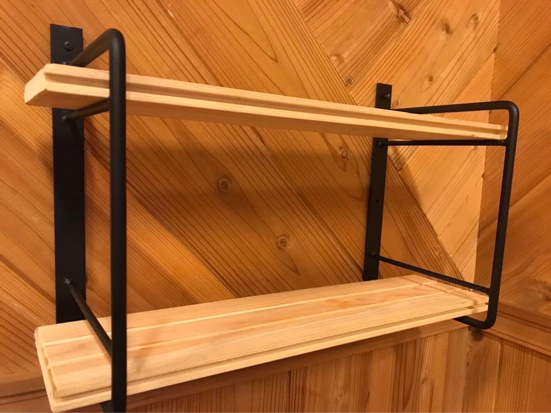 【アイアン職人】サイズ変更可能❗️アイアン無垢2段シェルフ　棚受け　2セット