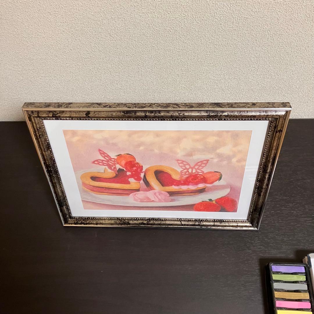 スイーツアート8パステル画　額縁寸法32.7㎝×24.0㎝×1.5㎝