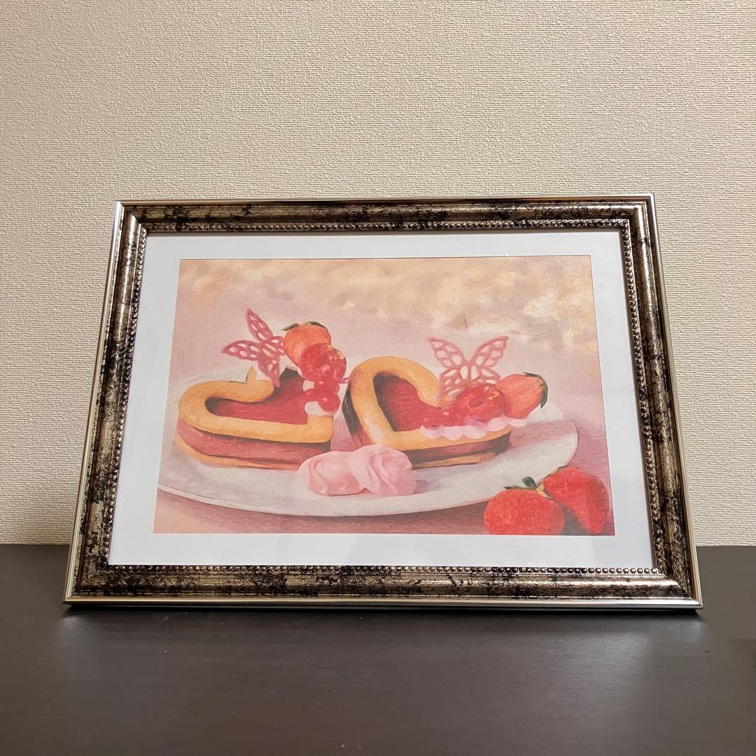 スイーツアート8パステル画　額縁寸法32.7㎝×24.0㎝×1.5㎝