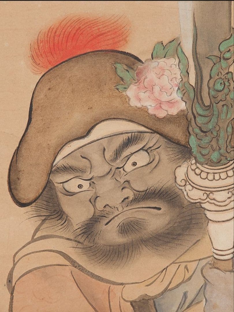 「関羽と周倉」三国志 肉筆 紙本彩色 時代物 骨董品 掛軸 厄除け