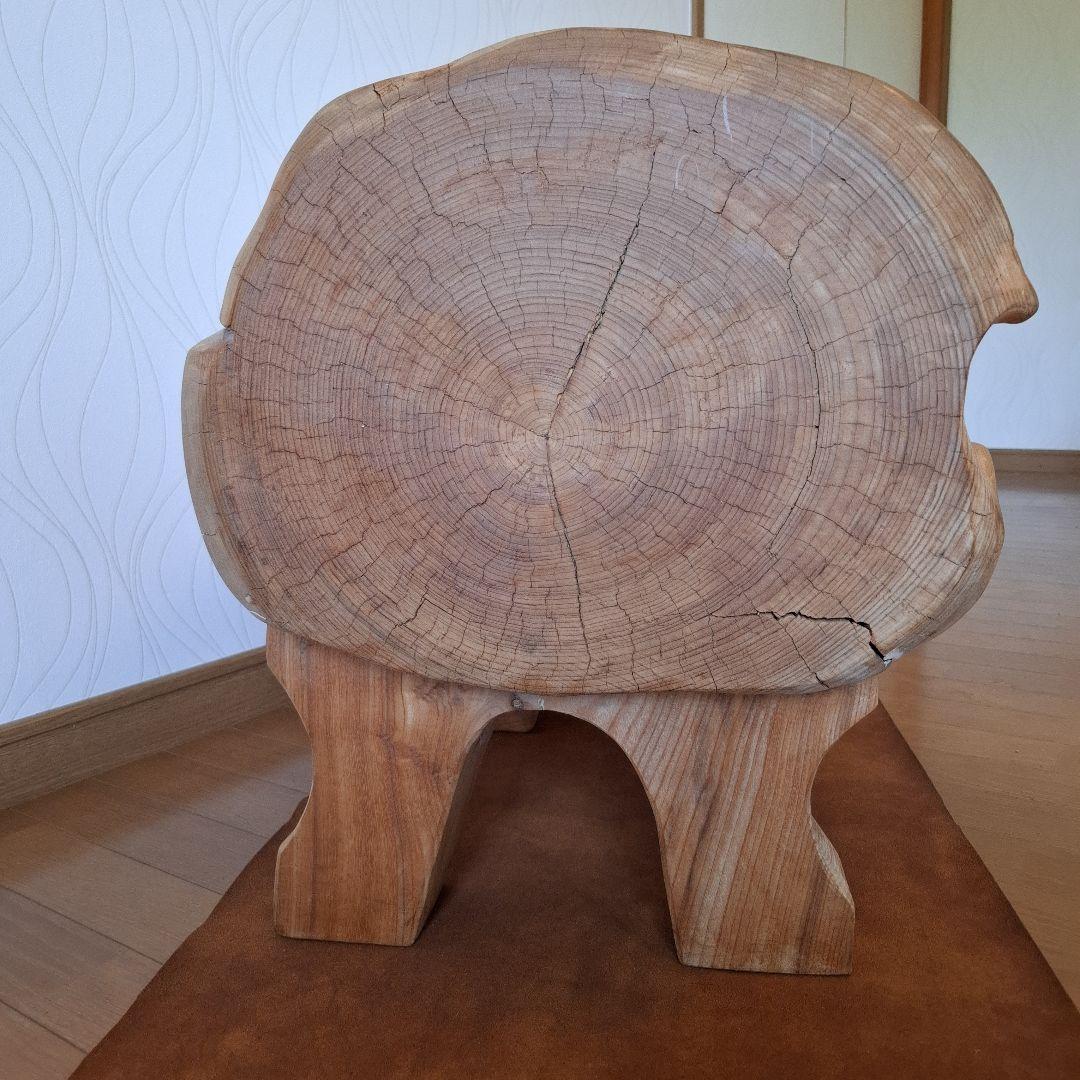 椅子　楠の木　オブジェ　工芸品楠の枯木　一人掛け椅子&猫