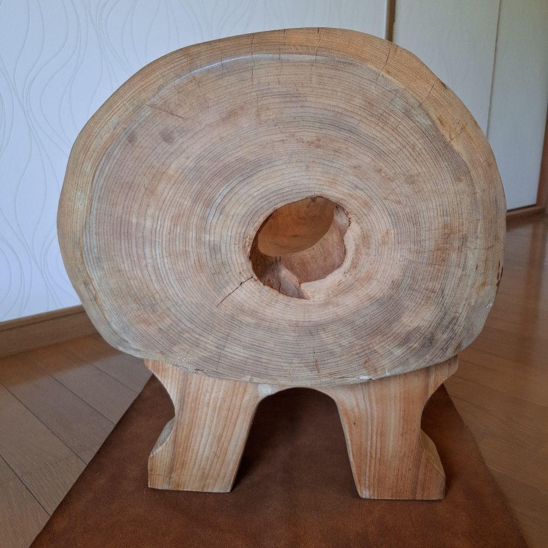 椅子　楠の木　オブジェ　工芸品楠の枯木　一人掛け椅子&猫