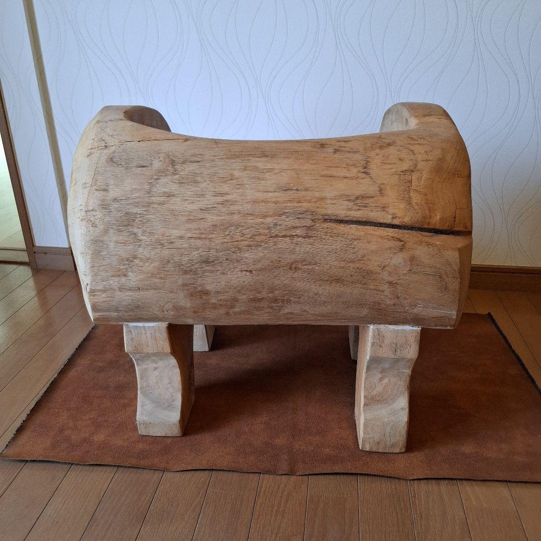 椅子　楠の木　オブジェ　工芸品楠の枯木　一人掛け椅子&猫
