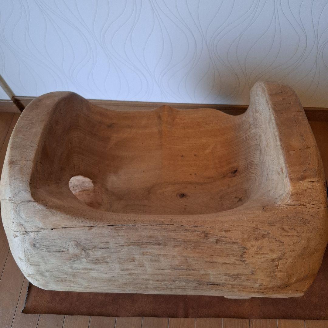 椅子　楠の木　オブジェ　工芸品楠の枯木　一人掛け椅子&猫