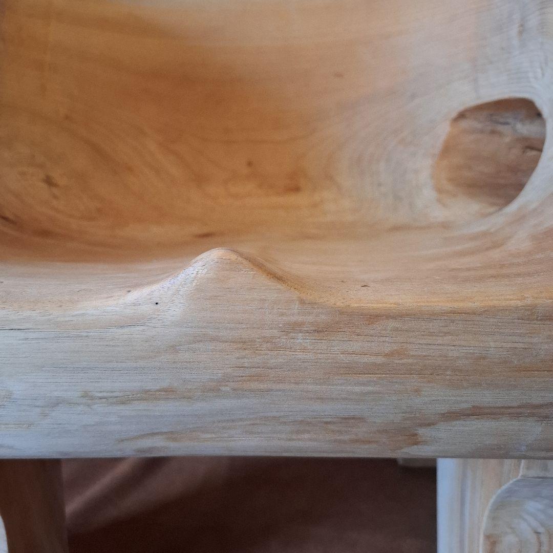 椅子　楠の木　オブジェ　工芸品楠の枯木　一人掛け椅子&猫