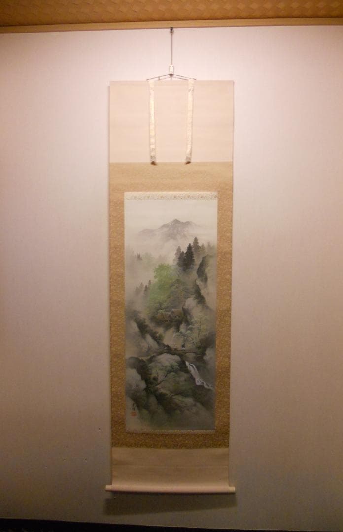 掛け軸 小島光径 『 山渓 』 絹本 希少 軸装 茶道具 掛軸 美品 です。